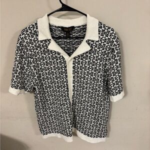 Truth Black and White Knit Polo Cardigan